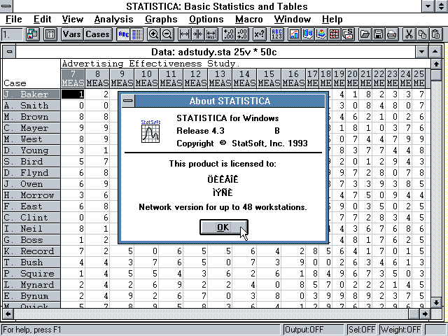 Statistica 4.3 - About